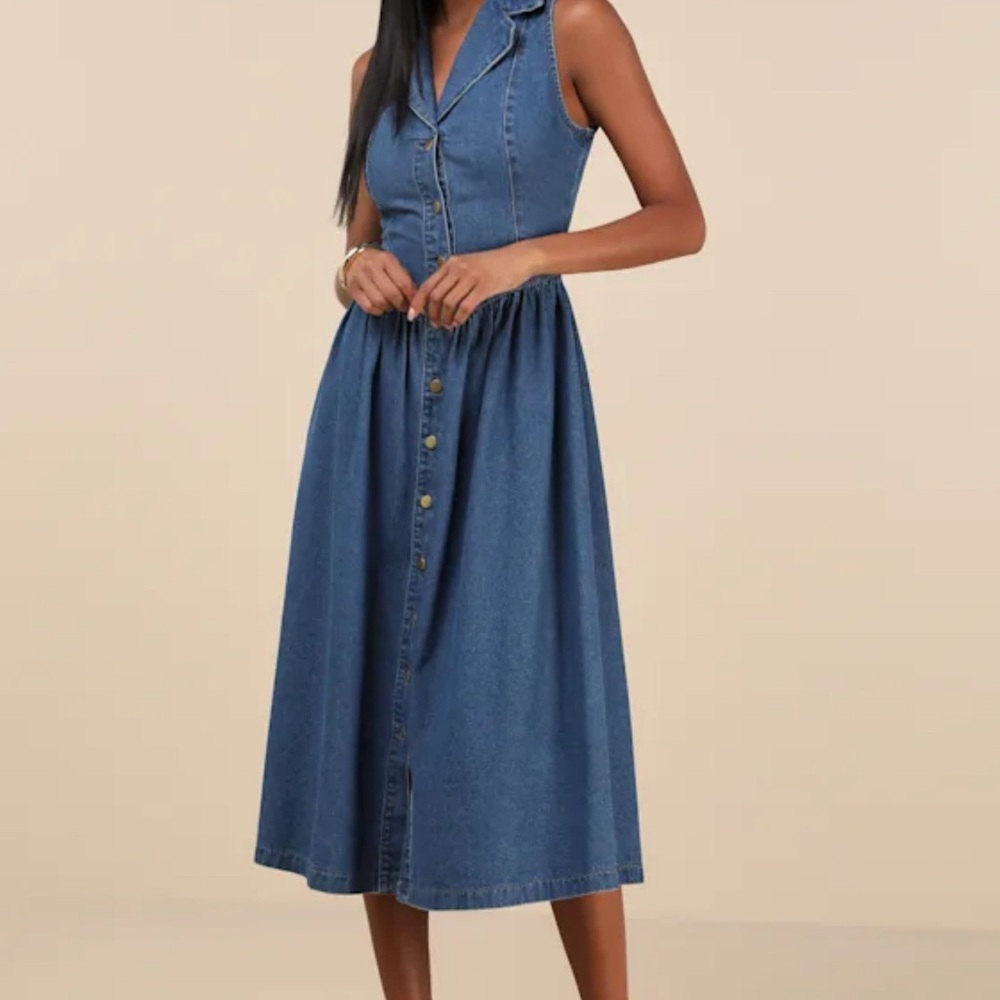 Sleeveless Denim Midi Dress